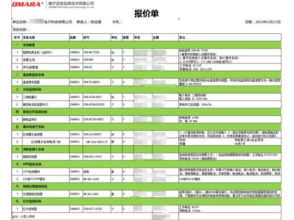 你在找的机房环境监控系统报价表！